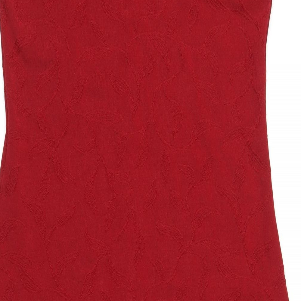 Topshop Womens Red Polyester A-Line Size 10 Round Neck Pullover