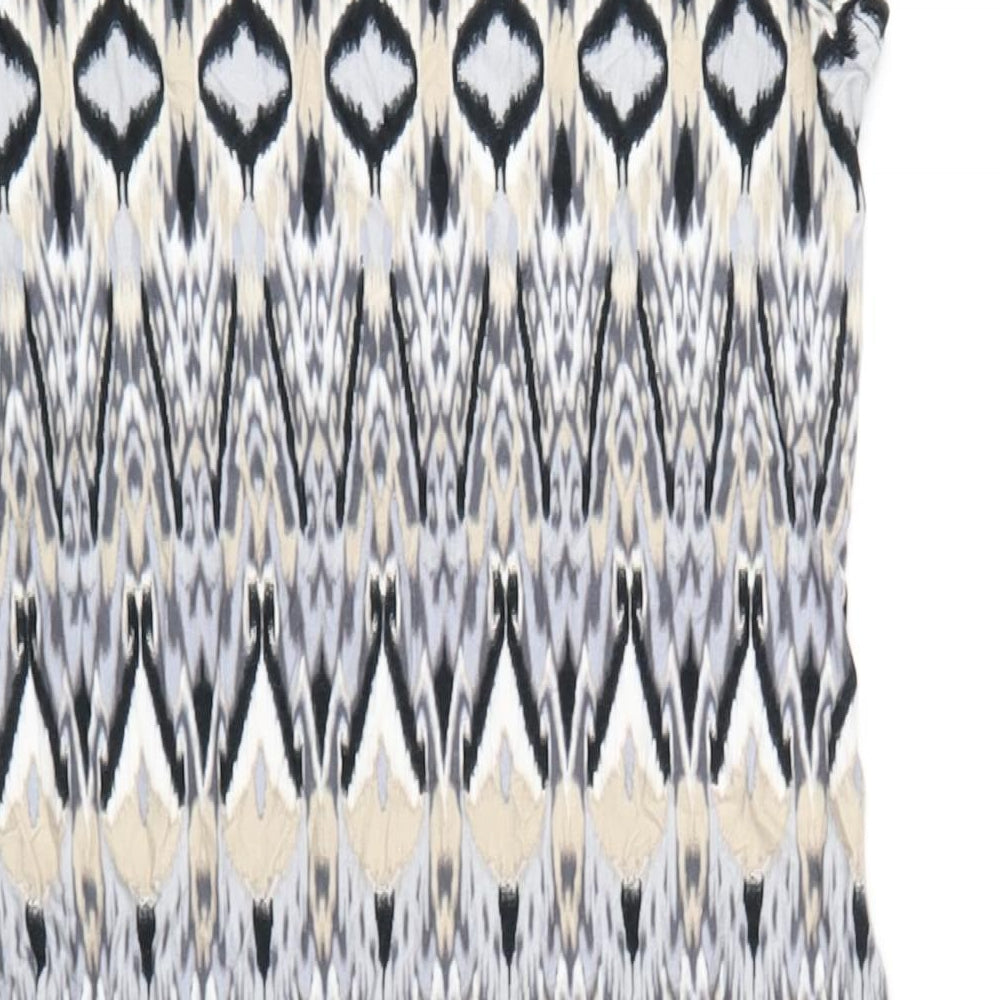 Wallis Womens Multicoloured Geometric Viscose Bodycon Size M Scoop Neck Pullover