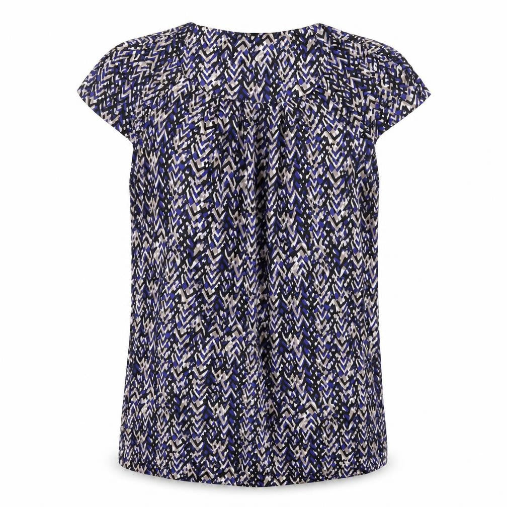 Debenhams Womens Blue Geometric Polyester Basic T-Shirt Size 10 Round Neck