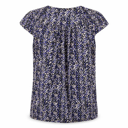 Debenhams Womens Blue Geometric Polyester Basic T-Shirt Size 10 Round Neck