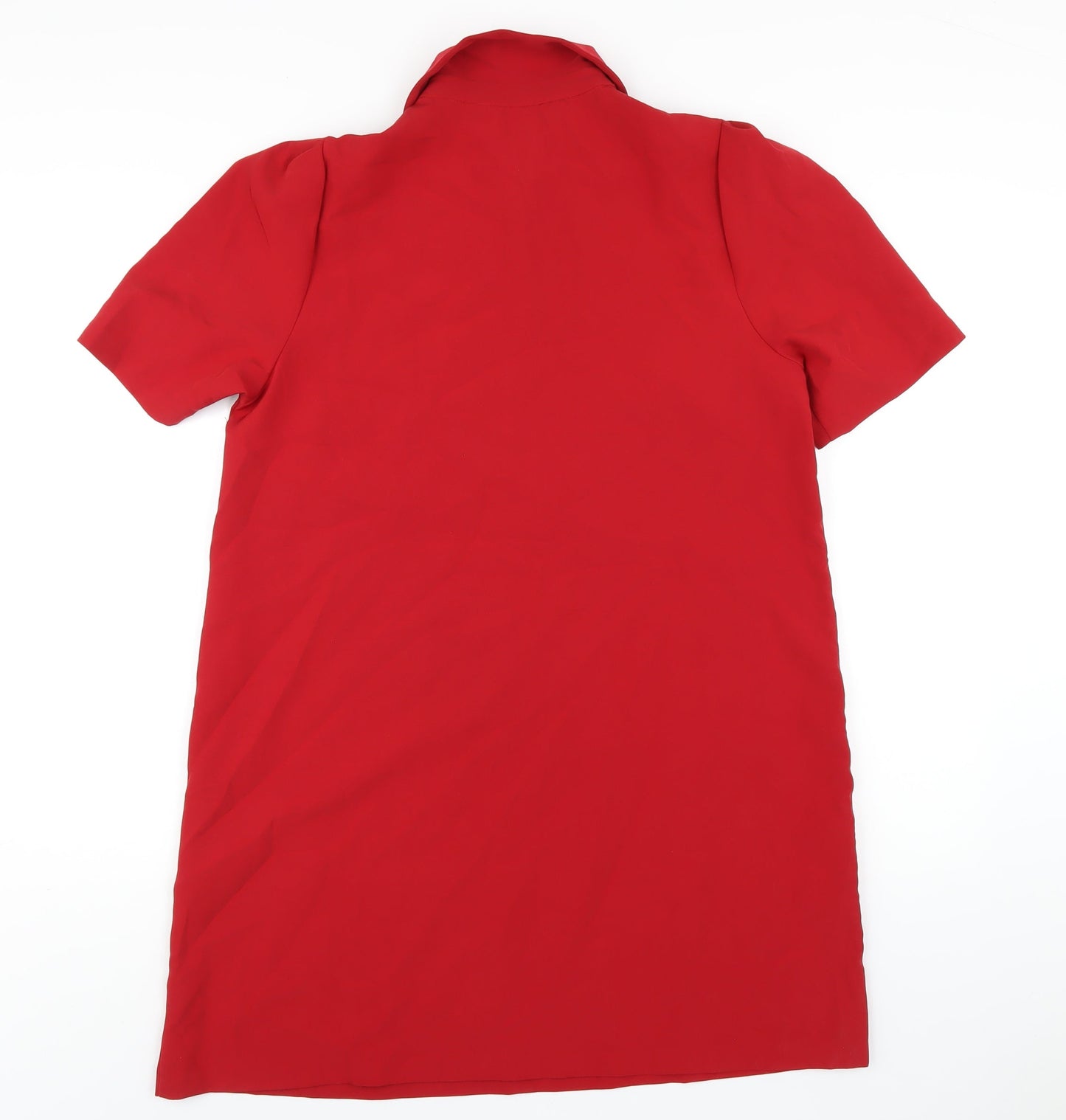 Zara Womens Red Polyester A-Line Size L Collared Button