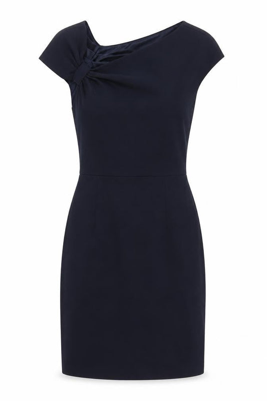 Mango Womens Blue Viscose A-Line Size S Boat Neck Zip