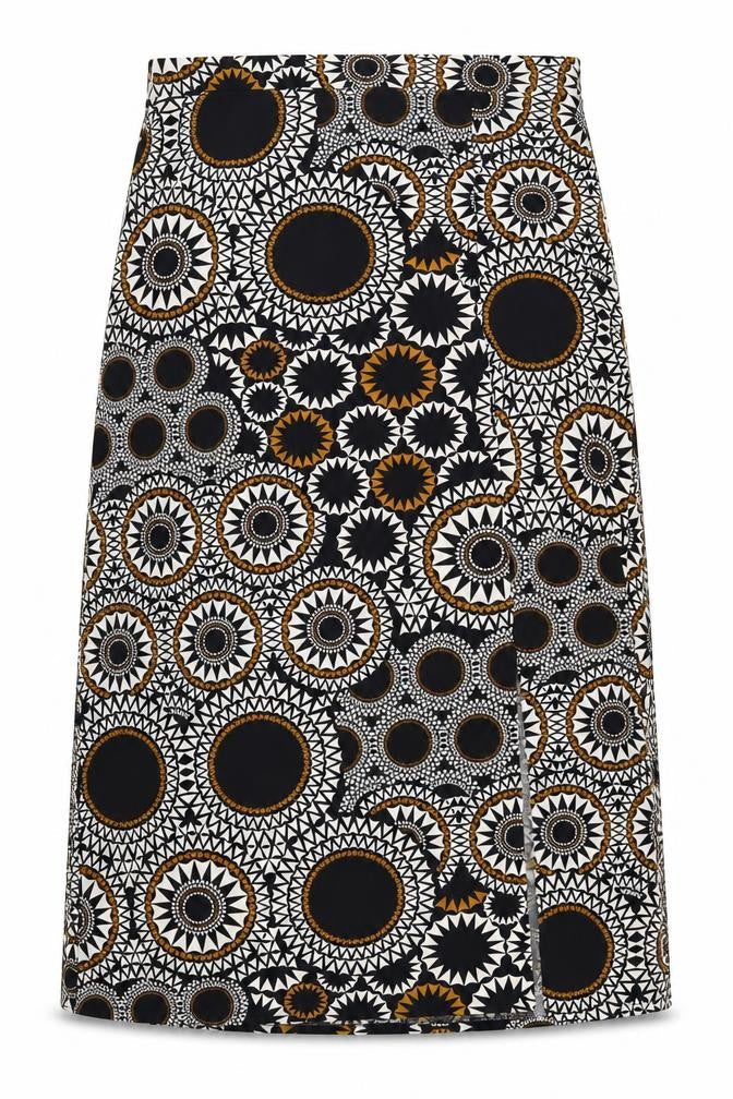 M&Co Womens Multicoloured Geometric Polyester A-Line Skirt Size 14