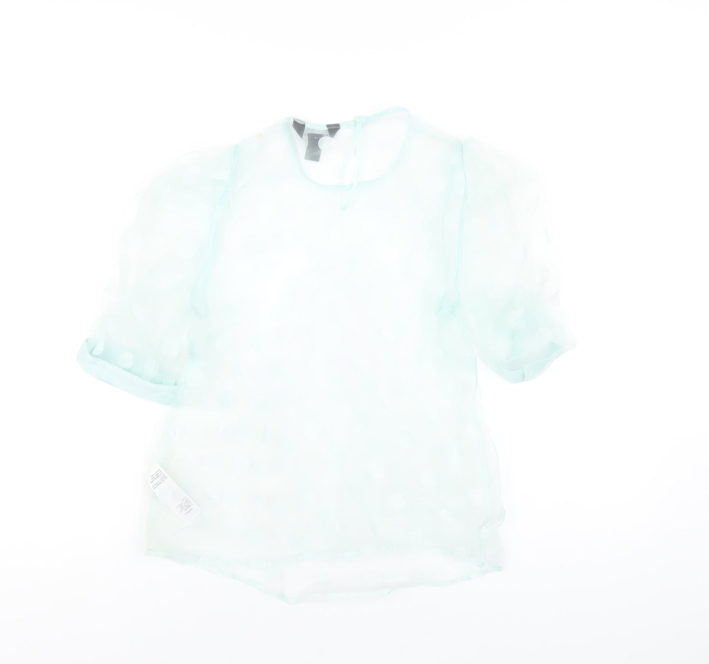 New Look Womens Green Polka Dot Polyester Basic T-Shirt Size 6 Round Neck