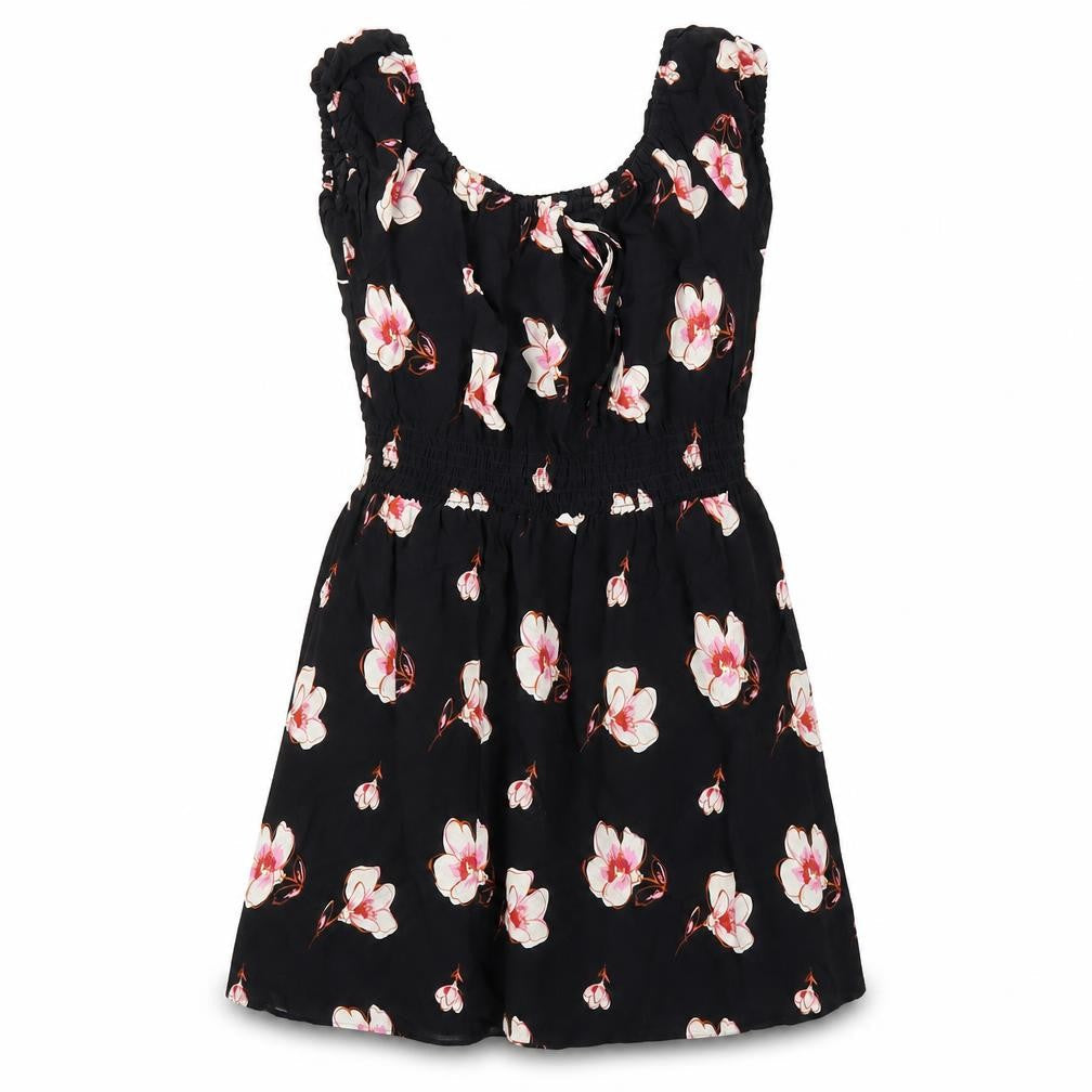 FOREVER 21 Womens Black Floral Viscose A-Line Size S Scoop Neck Pullover