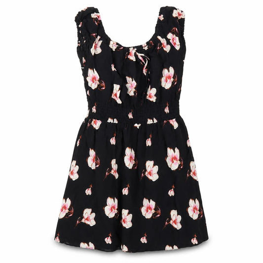 FOREVER 21 Womens Black Floral Viscose A-Line Size S Scoop Neck Pullover