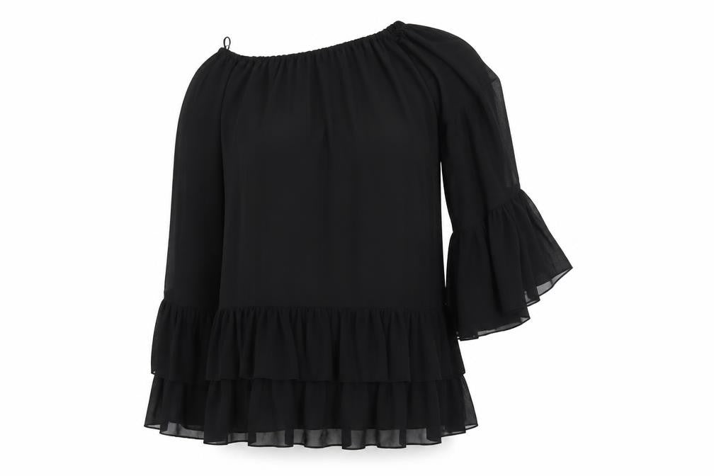 Select Womens Black Polyester A-Line Size 8 One Shoulder Pullover