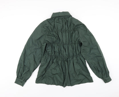 Back view of I SAW IT FIRST women’s green cotton basic button-up, size UK 8, collared
