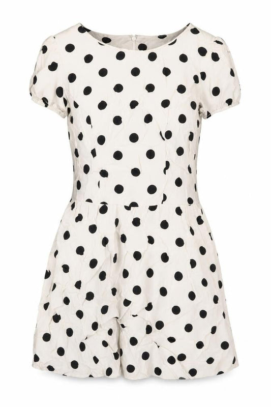 Topshop Womens Ivory Polka Dot Viscose A-Line Size 6 Round Neck Zip