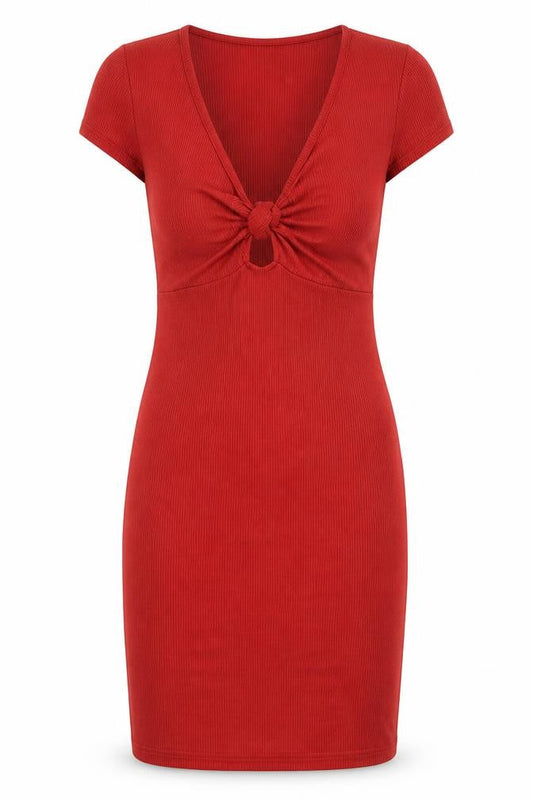 Miss Selfridge Womens Red Viscose Bodycon Size 10 V-Neck Pullover