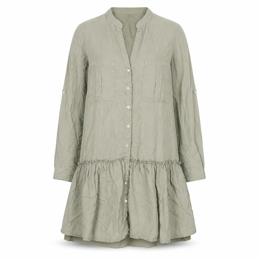 Zara Womens Green Lyocell A-Line Size M V-Neck Button