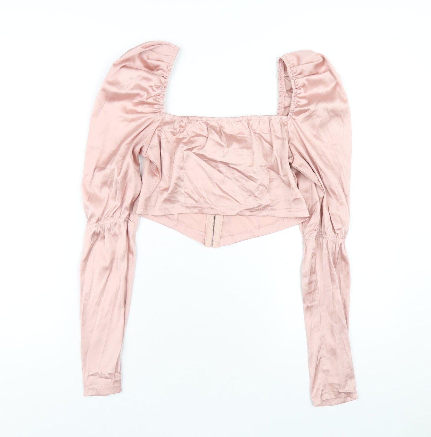 Missguided Womens Pink Polyester Cropped T-Shirt Size 8 Square Neck