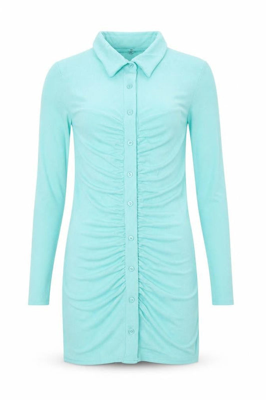 Missguided Womens Blue Polyester Bodycon Size 8 Collared Button
