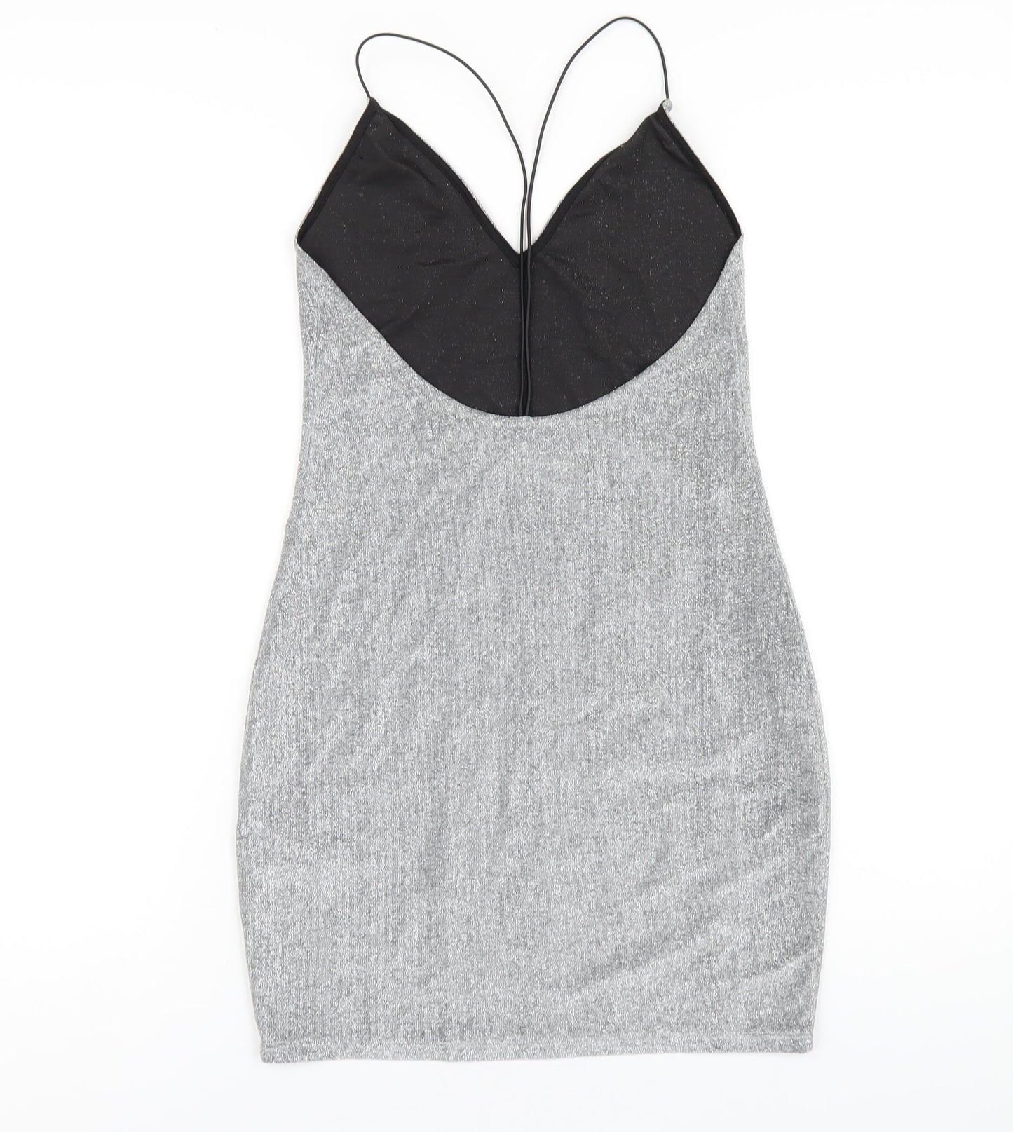 H&M Womens Silver Polyester Bodycon Size M V-Neck Pullover