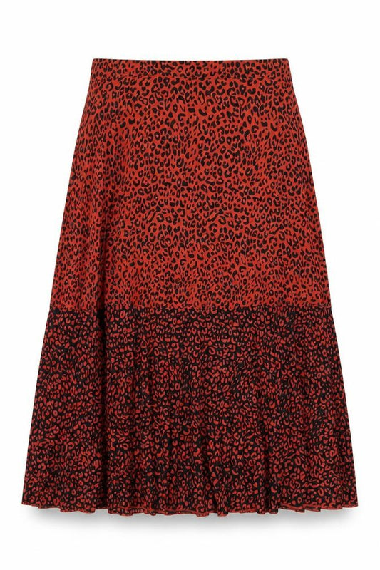 Stradivarius Womens Red Animal Print Polyester A-Line Skirt Size M Zip