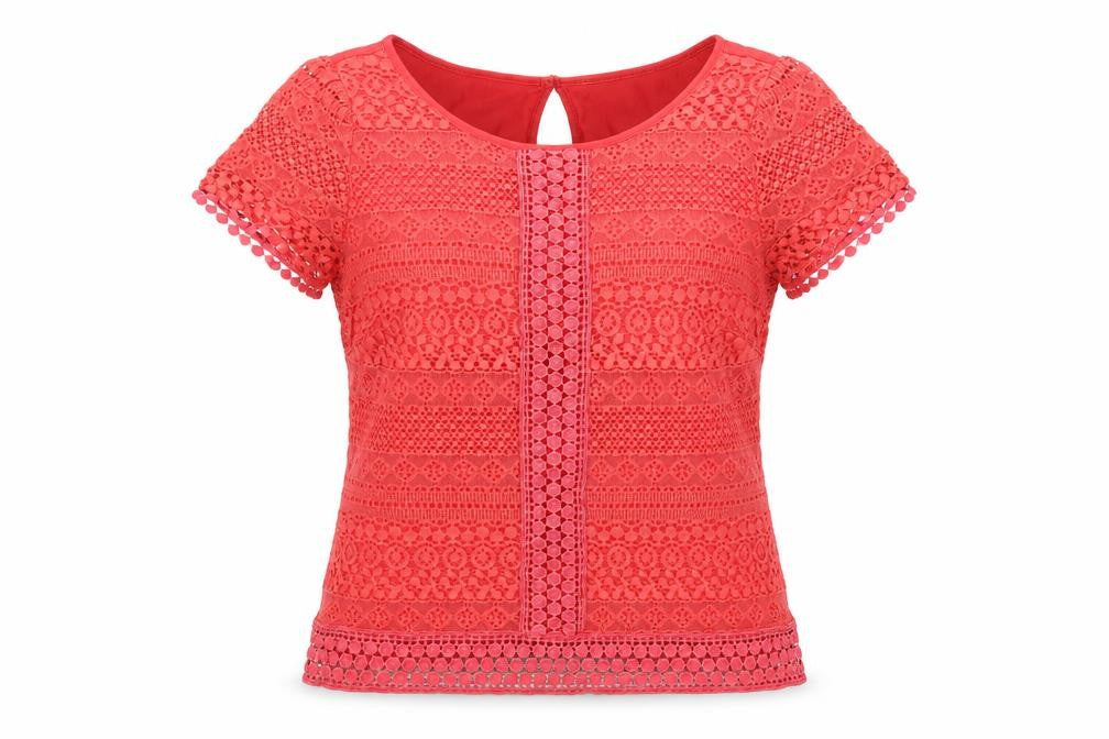 Oasis Womens Red Cotton Basic T-Shirt Size M Round Neck