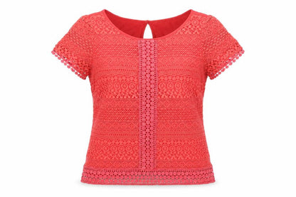 Oasis Womens Red Cotton Basic T-Shirt Size M Round Neck
