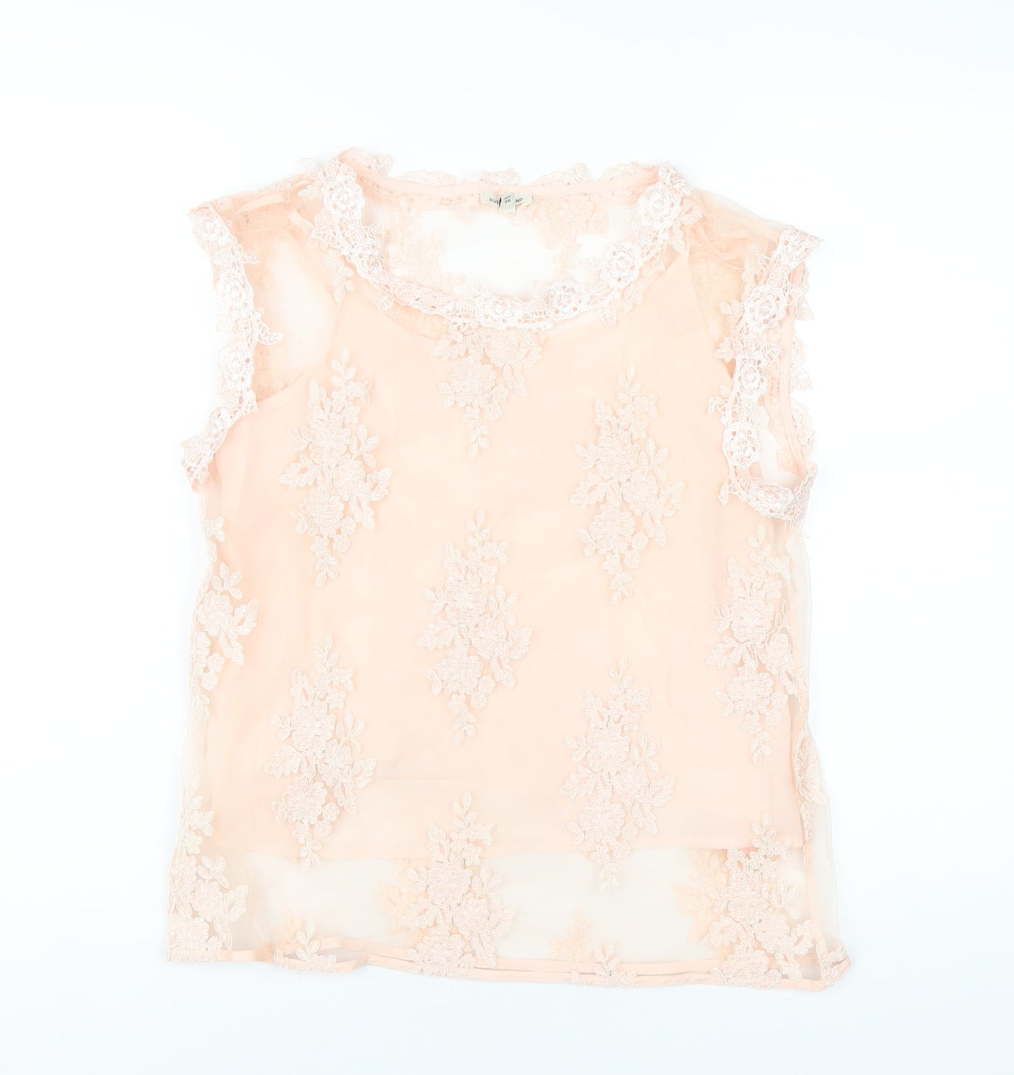 River Island Womens Pink Polyester Basic T-Shirt Size 10 Round Neck