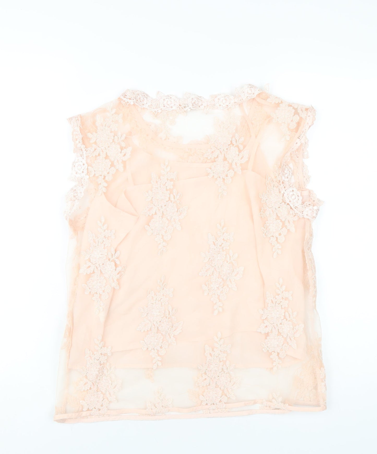 River Island Womens Pink Polyester Basic T-Shirt Size 10 Round Neck