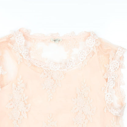 River Island Womens Pink Polyester Basic T-Shirt Size 10 Round Neck