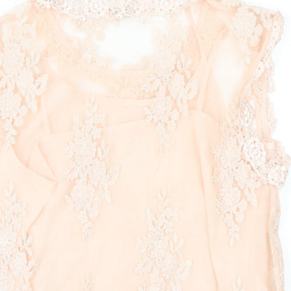 River Island Womens Pink Polyester Basic T-Shirt Size 10 Round Neck