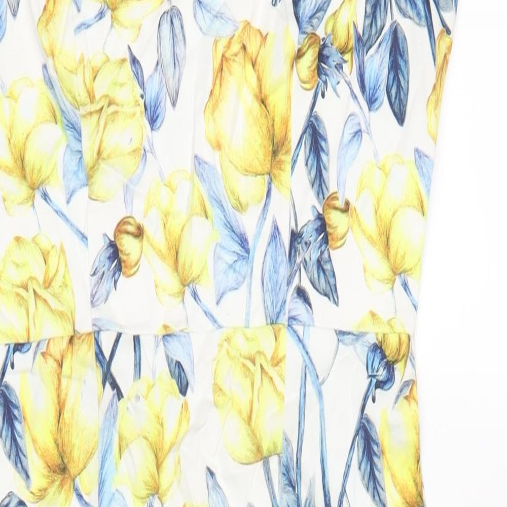 ASOS Womens Multicoloured Geometric Cotton Pencil Dress Size 12 Off the Shoulder Zip