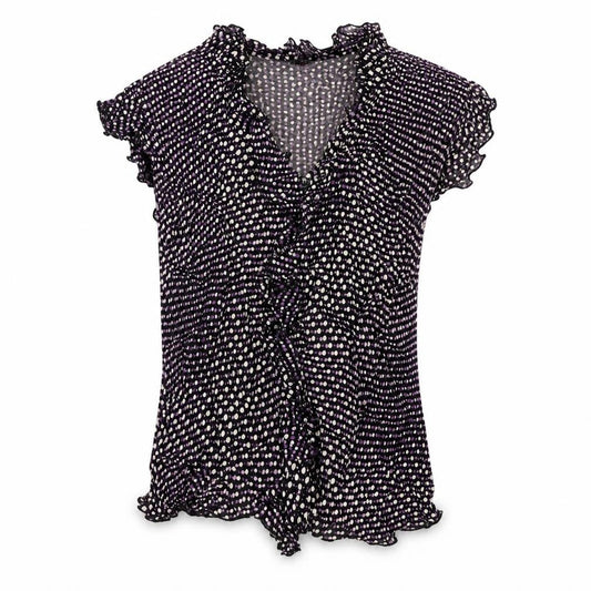 Marks and Spencer Womens Purple Polka Dot Viscose Basic Blouse Size 12 V-Neck