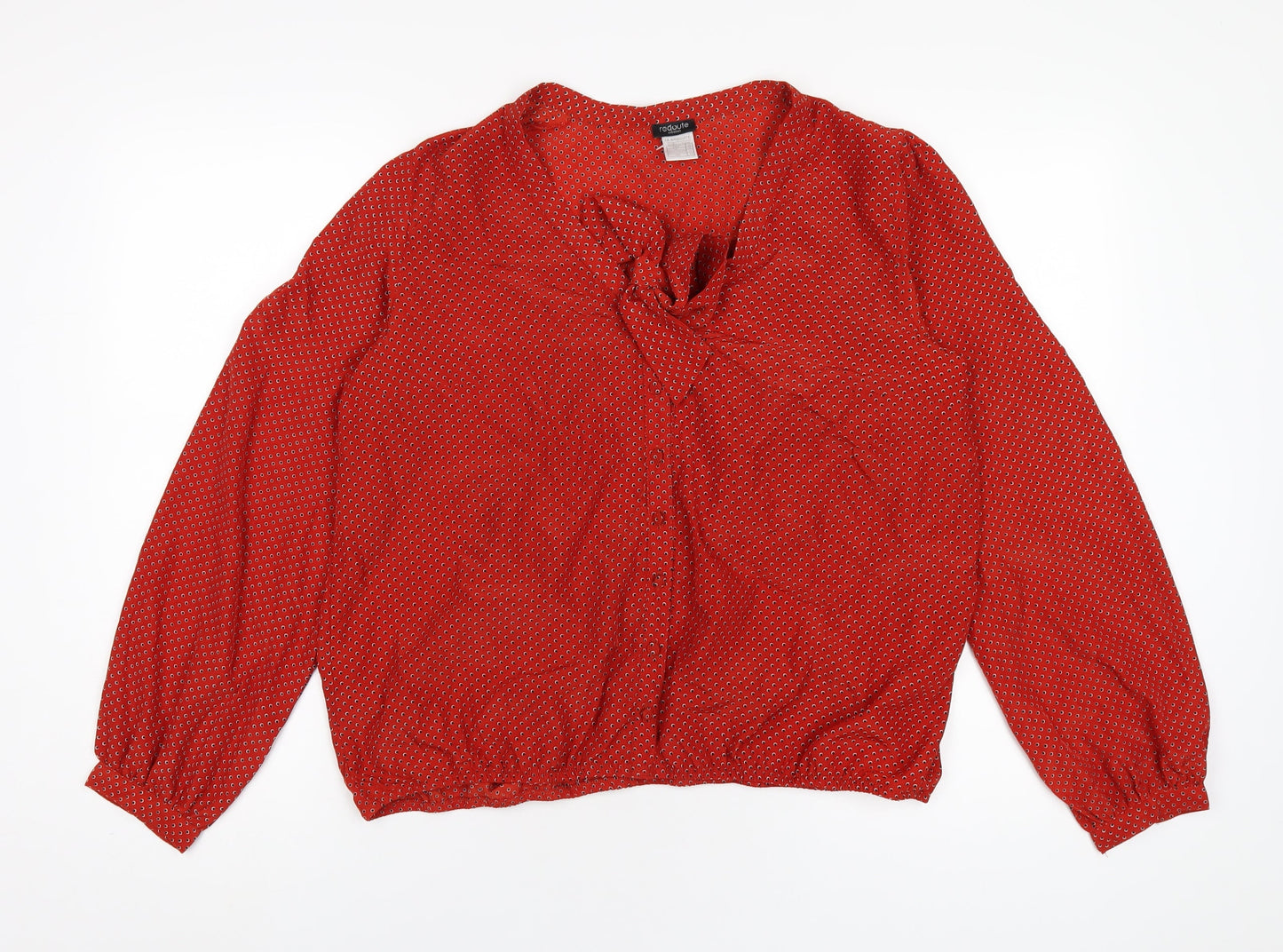 La Redoute Womens Red Geometric Polyester Basic Blouse Size 14 V-Neck