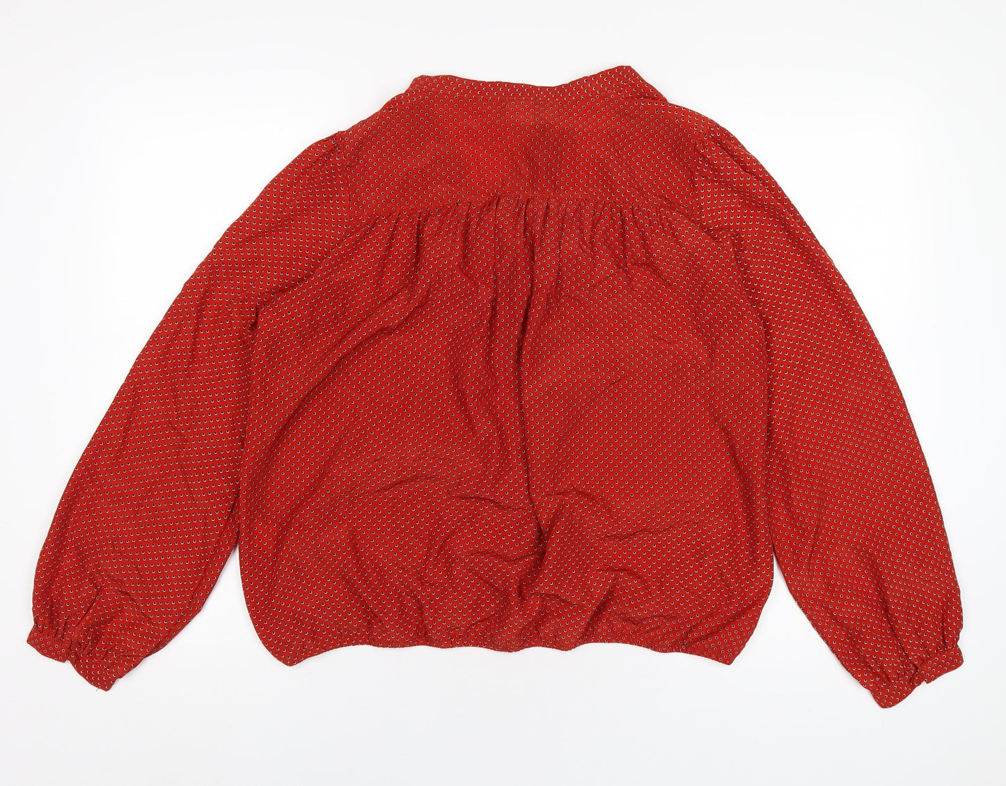 La Redoute Womens Red Geometric Polyester Basic Blouse Size 14 V-Neck