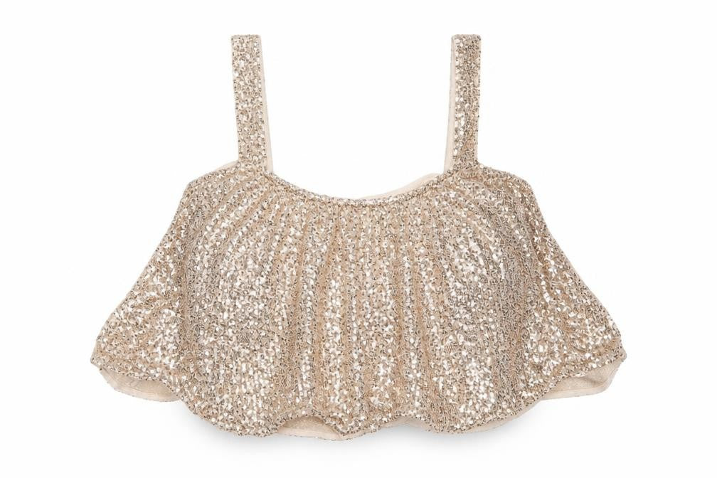 River Island Womens Gold Polyester Cropped Tank Size 18 Square Neck - Sequins