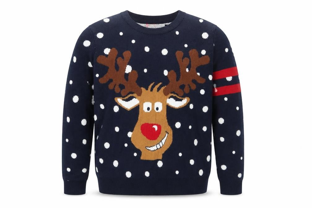 Pepperts Boys Blue Crew Neck Geometric Acrylic Pullover Jumper Size 10-11 Years Pullover - Rudolph