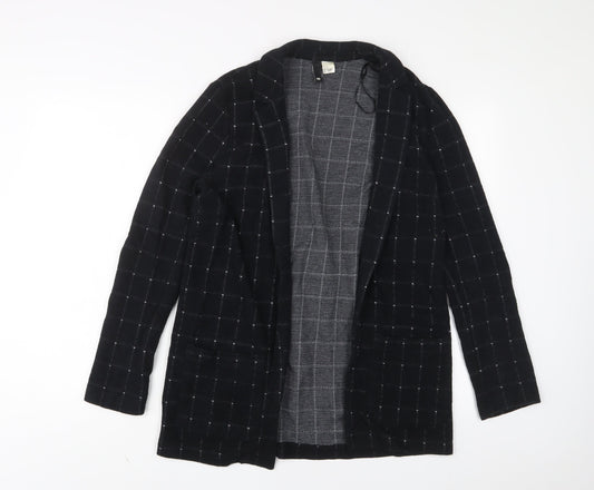H&M Womens Black Plaid Jacket Blazer Size 8 - Open