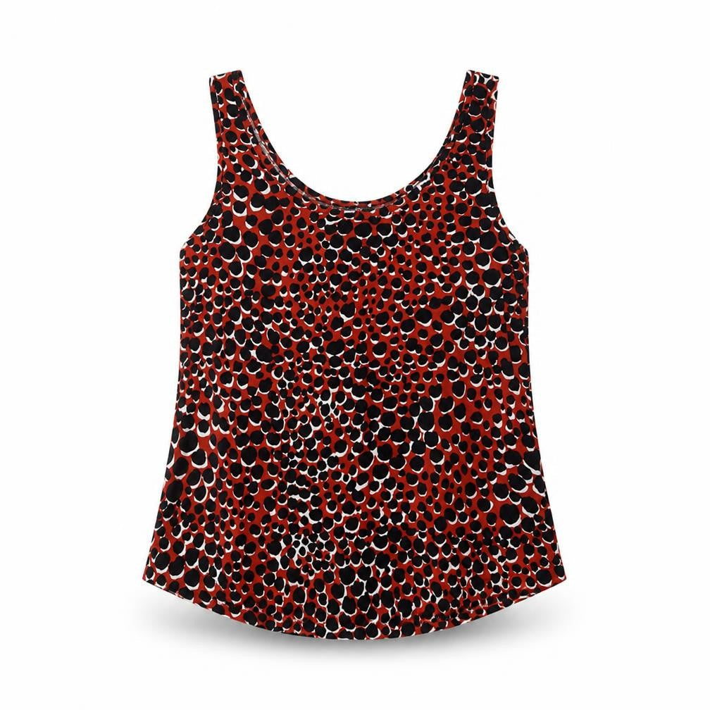 Warehouse Womens Red Animal Print Viscose Basic Tank Size 8 Scoop Neck