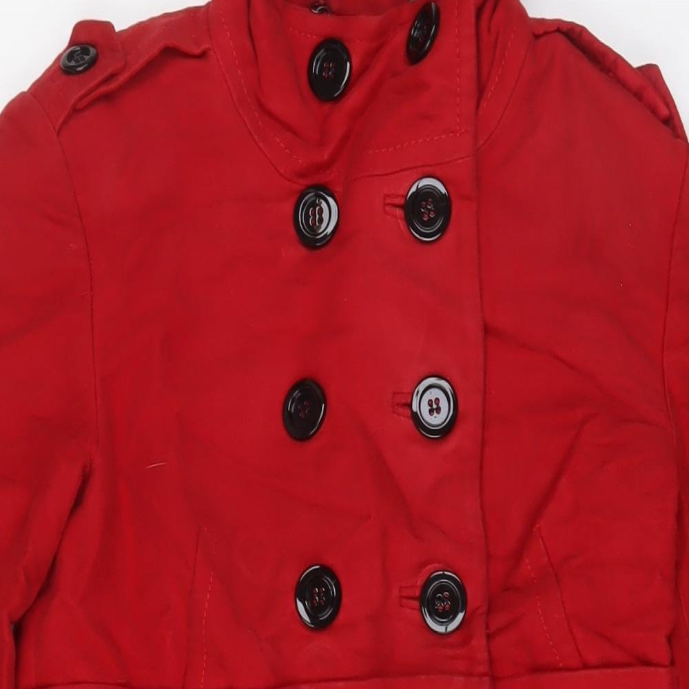 Mango Womens Red Jacket Coat Size M Button - Pockets