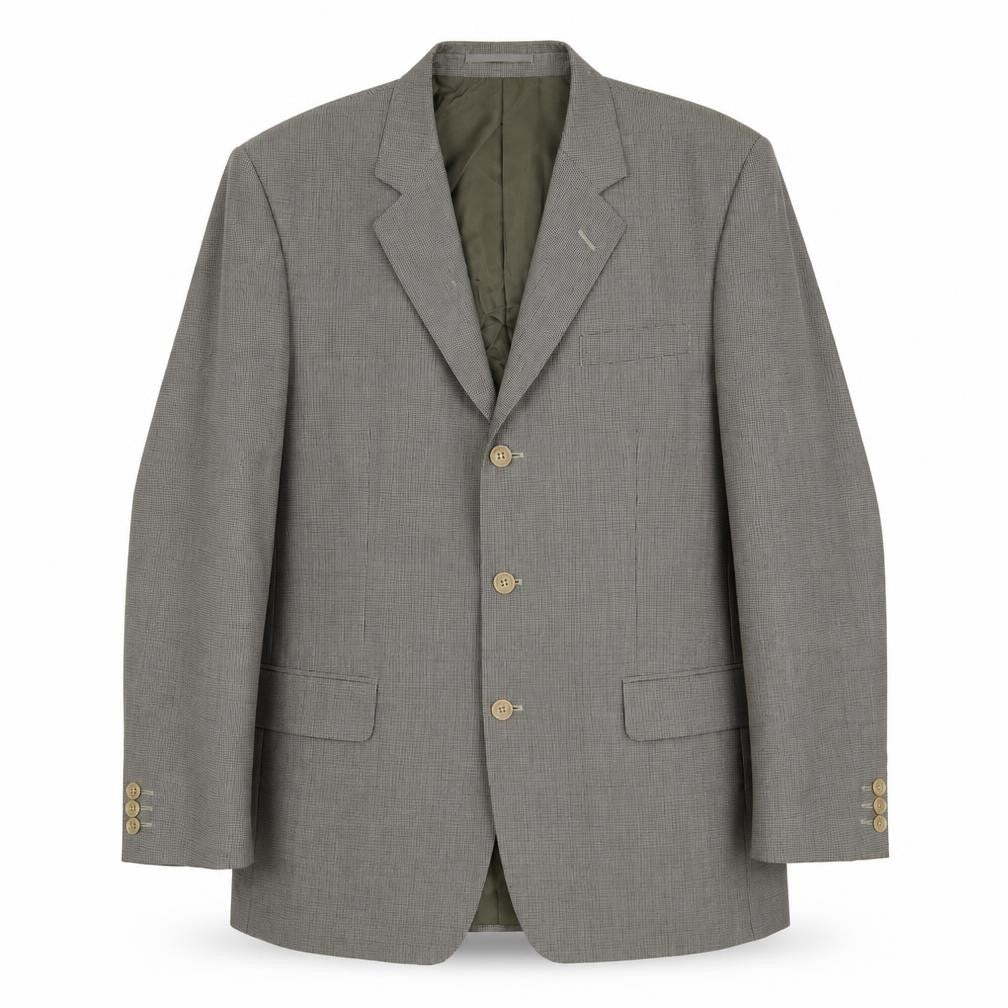 Pierro Cini Mens Grey Plaid Wool Jacket Suit Jacket Size 44 Regular - Inside pockets
