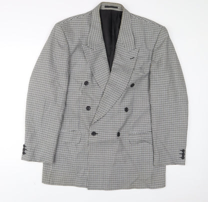 BHS Mens Grey Plaid Wool Jacket Suit Jacket Size 42 Regular