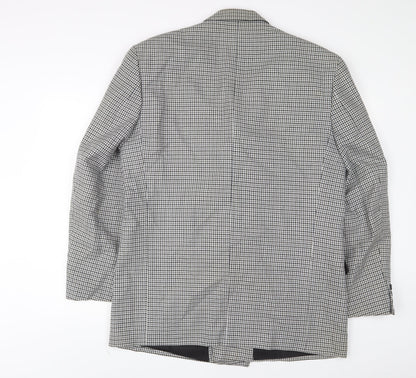BHS Mens Grey Plaid Wool Jacket Suit Jacket Size 42 Regular