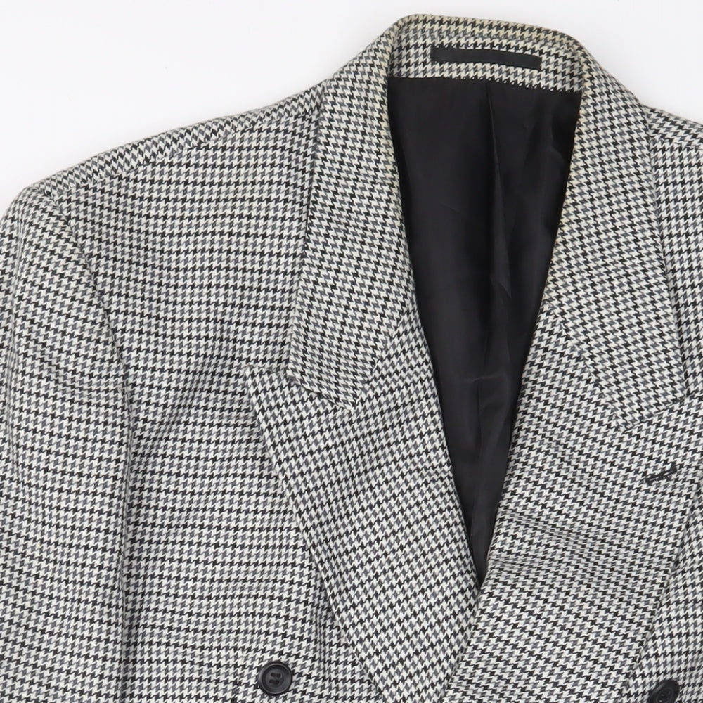 BHS Mens Grey Plaid Wool Jacket Suit Jacket Size 42 Regular