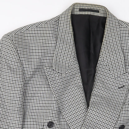 BHS Mens Grey Plaid Wool Jacket Suit Jacket Size 42 Regular