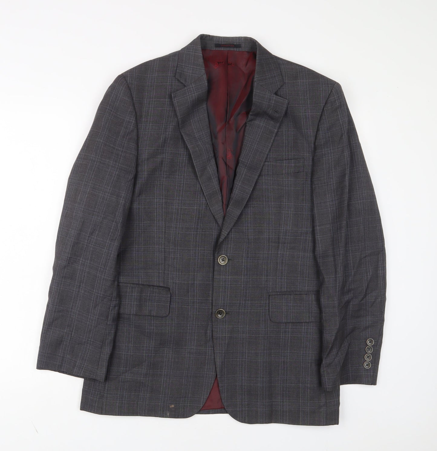 CHESTER Mens Red Plaid Wool Jacket Suit Jacket Size 38 Regular