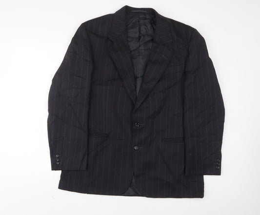 The Label Mens Grey Striped Wool Jacket Suit Jacket Size 42 Regular