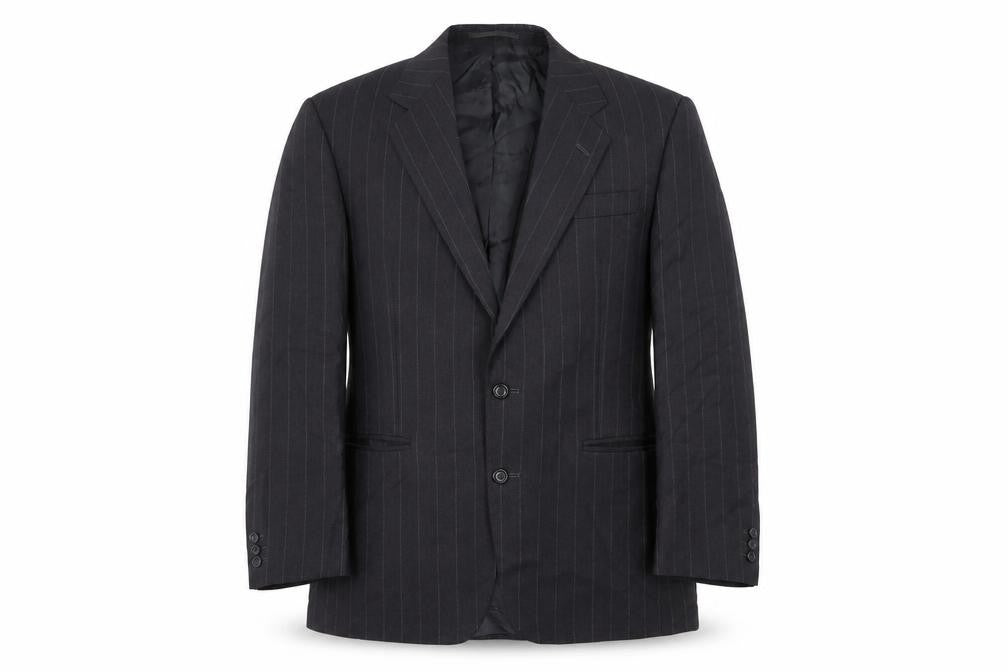 The Label Mens Grey Striped Wool Jacket Suit Jacket Size 42 Regular