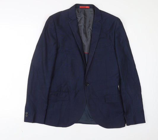 Ventuno 21 Mens Blue Polyester Jacket Suit Jacket Size 38 Regular