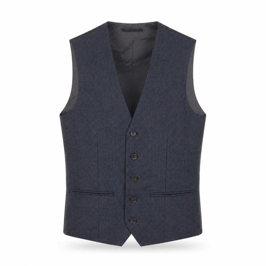 Next Mens Blue Plaid Polyester Jacket Suit Waistcoat Size S Regular