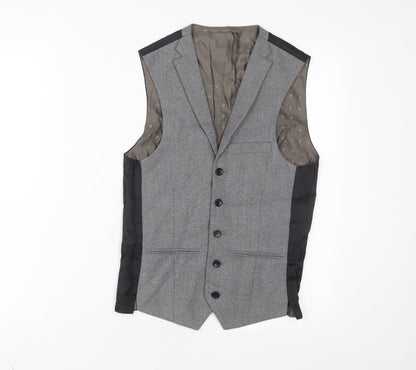 Next Mens Grey Polyester Jacket Suit Waistcoat Size S Regular