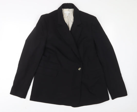 Topshop Womens Black Jacket Blazer Size 14 Button