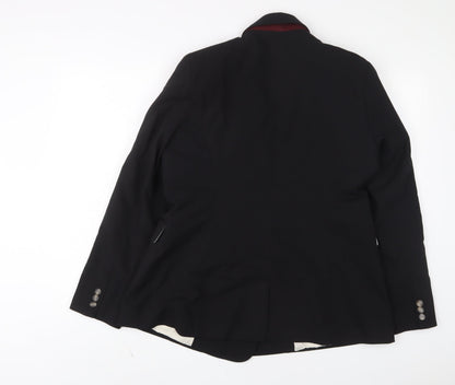 Topshop Womens Black Jacket Blazer Size 14 Button