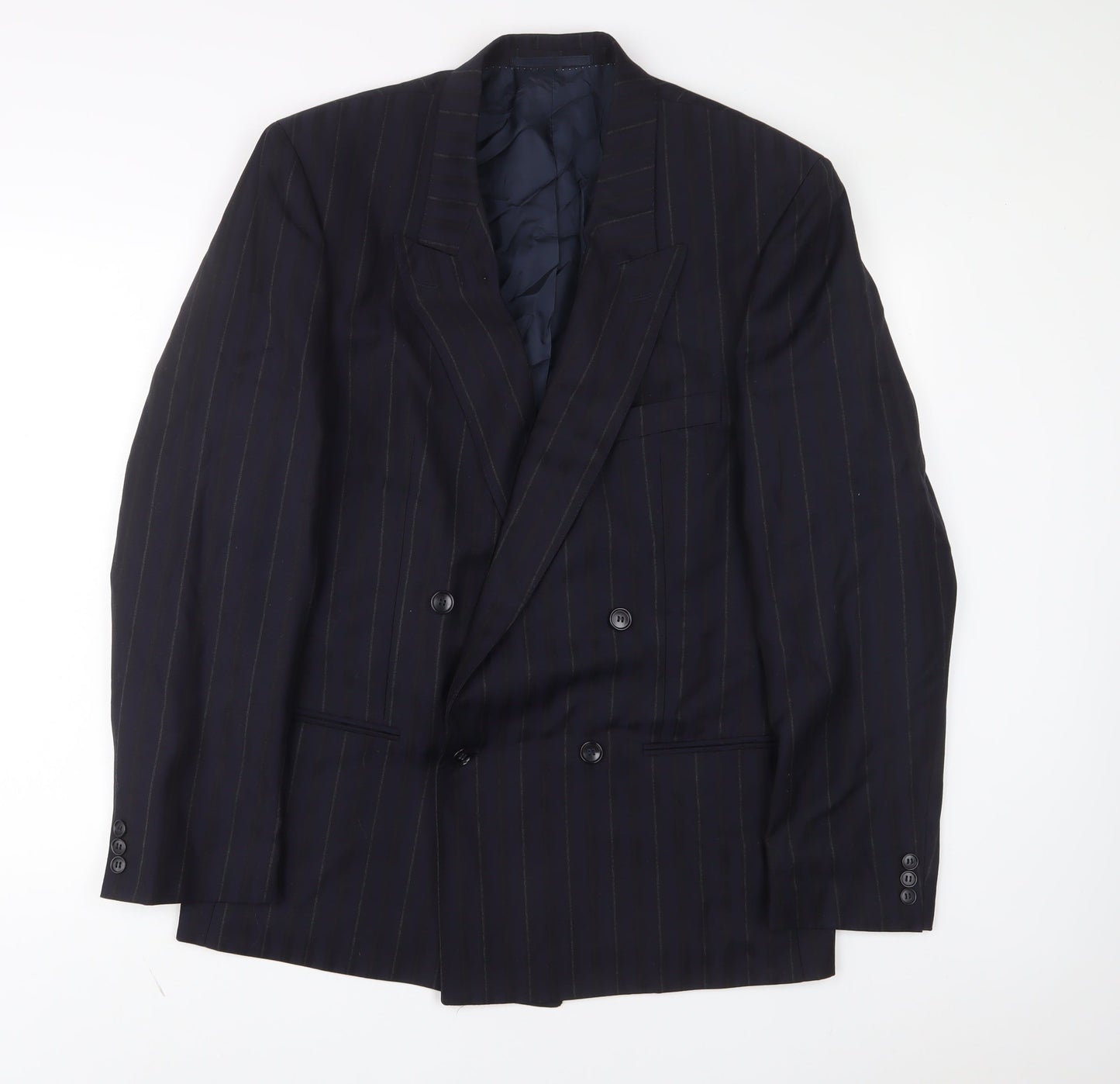 Van Girls Mens Blue Striped Wool Jacket Suit Jacket Size 42 Regular