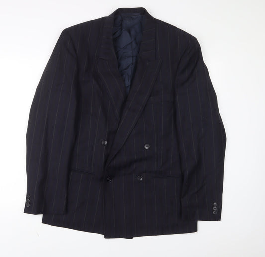 Van Girls Mens Blue Striped Wool Jacket Suit Jacket Size 42 Regular