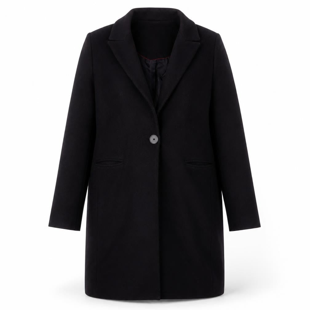 Zara Womens Black Overcoat Coat Size M Button